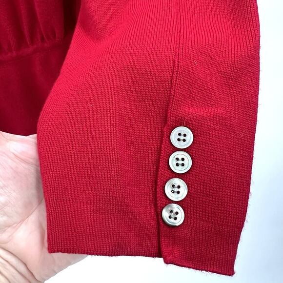 Vintage Donna Karan Red Wool Long Sleeve Bodysuit Size P & Turtleneck Insert - Picture 5 of 12